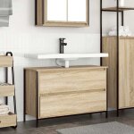 Sale 2026 armoire de salle de bain brun - meuble salle de bain lavabo tiroirs ch�ne sonoma 90x345x60cm ...