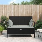 Sale 2026 banc de jardin noir - banc de jardin � 2 places avec coussins noir r�sine tress�e pro223549112 ...