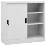 Sale 2026 buffet bahut gris - armoire de bureau porte coulissante gris clair 90x40x90cm acier pro381622938 ...