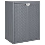 Sale 2026 buffet bahut gris - armoire de rangement de jardin gris 65x45x88cm pp rotin pro762368948
