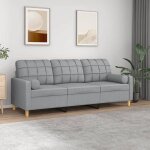 Sale 2026 fauteuil / chaise - sofa gris - canap� 3 places avec oreillers gris clair 180cm tissu pro728693723 ...