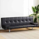 Sale 2026 fauteuil / chaise - sofa noir - canap� - lit r�glable avec deux oreillers similicuir noir pro5115449 ...