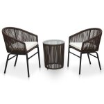 Sale 2026 meuble dext�rieur arri�re - cour terrasse brun - ensemble de bistro 3 pcs avec coussins rotin ...