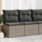 Sale 2026 meuble dext�rieur arri�re - cour terrasse gris - salon de jardin 2 pcs avec coussins gris r�sine ...