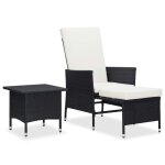 Sale 2026 meuble dext�rieur arri�re - cour terrasse noir - salon de jardin 2 pcs avec coussins r�sine ...