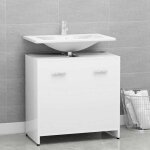 Sale 2026 meuble de lavabo de salle de bain blanc - armoire de salle de bain blanc 60x33x61cm - bois ...