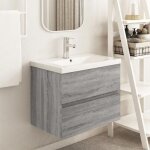 Sale 2026 meuble de lavabo de salle de bain gris - armoire d�vier sonoma gris 60x385x45cm - bois ding�nierie ...