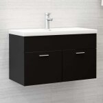 Sale 2026 meuble de lavabo de salle de bain noir - armoire d�vier noir 80x385x46cm - bois d?ing�nierie ...