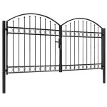 Sale 2026 portail de jardin noir - portillon double porte avec dessus arqu� acier 300x125cm noir pro680973268 ...