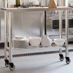 Sale 2026 r�sistant et robuste - table de travail de cuisine avec roues 110x30x85cm inox pro381106054 ...