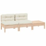 Sale 2026 si�ge de jardin cr�me - salon de jardin 3 pcs avec coussins cr�me bois de pin massif pro897874116 ...