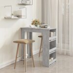 Sale 2026 table de cuisine style minimaliste gris - table de bar � �tag�re de rangement gris b�ton 102x50x1035 ...