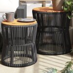Sale 2026 table de jardin noir - tables dappoint de jardin 2 pcs dessus en bois noir poly rotin pro872902205 ...
