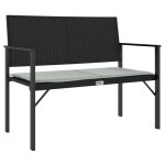 Sale 2026banc arri�re - cour / banc de jardin - � 2 places avec coussin noir - r�sine tress�e 10. 6 kg ...