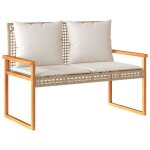 Sale 2026banc arri�re - cour / banc de jardin - avec coussin m�lange beige - r�sine tress�e acacia 10. ...