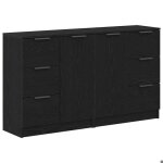 Sale 2026buffet de cuisine - placard vaisselier - winwin - cabinet bahut ch�ne noir 180x30x70cm - bois ...
