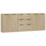 Sale 2026buffet de cuisine stable - placard cabinet bahut brun - buffets 3 pcs ch�ne sonoma bois ding�nierie ...
