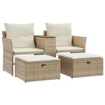 Sale 2026canap� de jardin - salon de jardin - facile � nettoyer - 2 places avec tabourets beige - r�sine ...