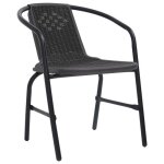 Sale 2026fauteuil patios balcons noir - chaises de jardin - kenneth - lot de 4 rotin plastique et acier ...