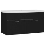 Sale 2026meuble bas grande capacit� / meuble sous vasque noir - armoire d�vier avec lavabo int�gr� noir ...