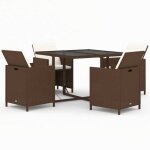 Sale 2026meuble dext�rieur - table et 4 chaises brun - ensemble � d�ner de jardin avec coussins 5 pcs ...