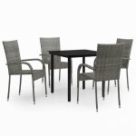 Sale 2026meuble dext�rieur - table et 4 chaises gris - ensemble � manger de jardin 5 pcs gris et noir ...