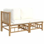 Sale 2026salon de jardin - pour salon balcon - lot de 2 - avec coussins blanc cr�me bambou55x69x65cm ...
