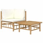 Sale 2026salon de jardin - pour salon balcon - lot de 2 - avec coussins blanc cr�me bambou65x55x30cm ...