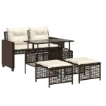 Sale 2026salon de jardin - pour salon balcon - avec coussins 4 pcs marron - r�sine tress�e verre122x57x79cm ...