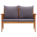 Sale 2026si�ge dext�rieur 2 places design �l�gant gris - banc de jardin avec coussins 119cm bois solide ...