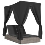 Sale 2026transat de soleil / plage - chaise longue double avec toit et rideaux gris - r�sine tress�e200x114x19 ...