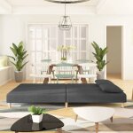 Sales seasoncanap� convertible 2 places - sheld - clic - clac / sofa - lit - avec deux oreillers gris ...