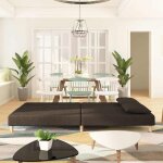 Sales seasoncanap� convertible 2 places - sheld - clic - clac / sofa - lit - avec deux oreillers marron ...