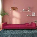 Sales seasoncanap� convertible 2 places - sheld - clic - clac / sofa - lit - et deux oreillers rouge ...