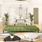 Sales seasoncanap� convertible 2 places - sheld - clic - clac / sofa - lit - vert clair velours 200x845x69cm ...