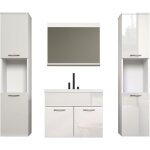 Salle de bain complte - blanc brillant - 2 colonnes  suspendre + meuble vasque + miroir - haven