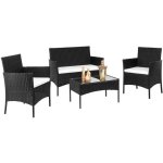 Salon bas de jardin en résine rotin 1 canapé + 2 fauteuil + 1 table basse - 4 places - noir Salon bas de jardin en résine rotin 1 canapé + 2 fauteuil + 1 table basse - 4 places - noir