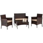 Salon bas de jardin en r�sine tress�e rotin - 4 personnes - marron