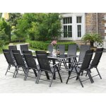 Ravenne - salon de jardin extensible 12 places en aluminium gris
