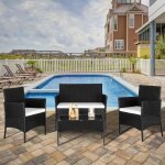 Salon de jardin:2 fauteuils 1 canap 1 table en rotinagrablenoir