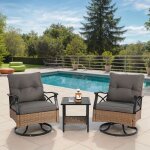 Salon de jardin 2 places 2 fauteuils pivotants � bascule r�sine tress�e salon de jardin exterieur marron ...
