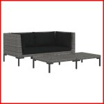 Salon de jardin 3 pcs gris fonc� r�sine tress�e demi - ronde - bk318606 (pla)