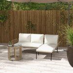 Salon de jardin 3 pi�ces 129x71x75 cm avec design rotin pe m�ridienne et canap� 2 places cadre en m�tal ...