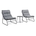 Salon de jardin 3 pi�ces malm� acier gris fonc�