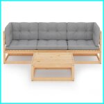 Salon de jardin 4 pcs avec coussins bois de pin massif - bk3076374 (pla)