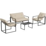 Outsunny - ensemble de salon de jardin - acier - 114x70x67cm - gris clair