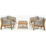 Salon de jardin 4 places en bois fsc - 4 fauteuils et table basse - symi Salon de jardin 4 places en bois fsc - 4 fauteuils et table basse - symi