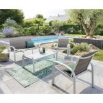 Salon de jardin elyn noisette & blanc 4 places en aluminium - hespride