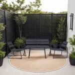 Salon de jardin 4 places lounge en mtal gris - baca