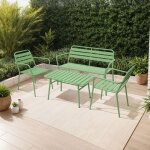 Salon de jardin 4 places en m�tal vert - baca